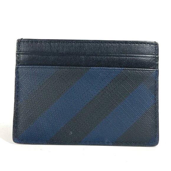 BURBERRY check Business Card Holder Pass Case Card Case Leather/PVC Navy/Black - Picture 11 of 14